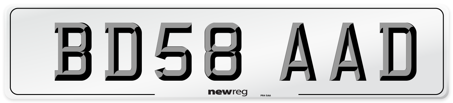 BD58 AAD Number Plate from New Reg
